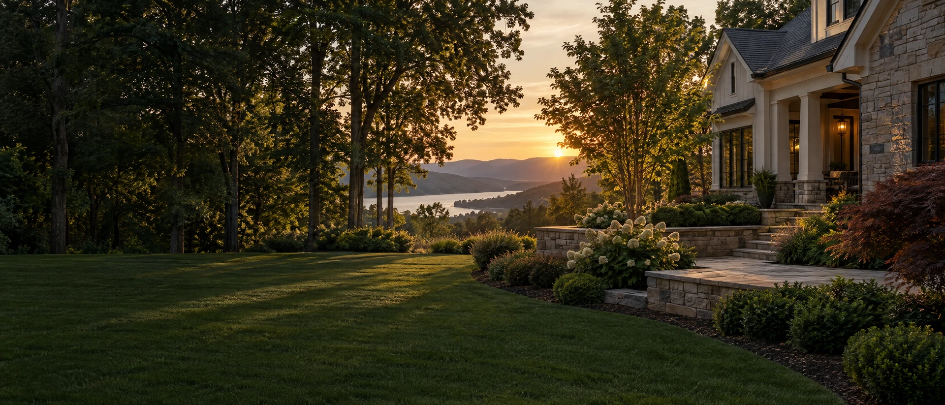 Beautifully landscaped residential property with privacy trees in the Carolinas
